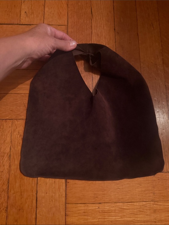 The Row Handbags - The Row Dark Brown Suede Knot Handle Tote